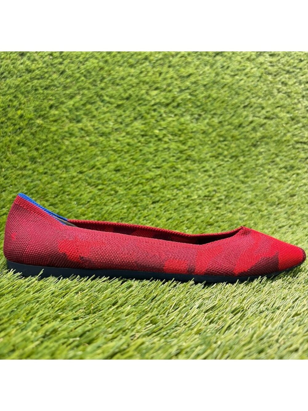 Rothy's The Point Womens Size 8.5 Red Blue Casual Classic Slip On Ballet Flats